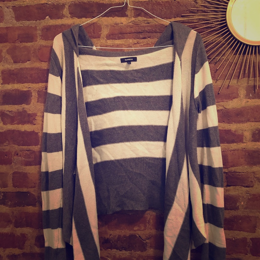 Express hooded striped sweater